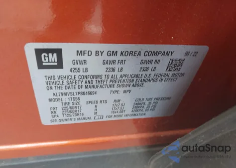 2023 Chevrolet Trailblazer Fwd Activ from USA, damaged, VIN KL79MVSL7PB046694